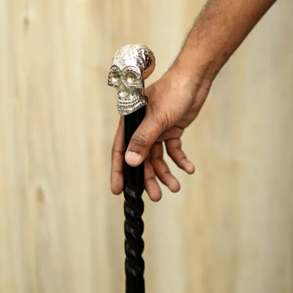 Vintage Solid Brass Walking Stick Handle with Chrome Finish – Timeless Elegance - Picture 2 of 7